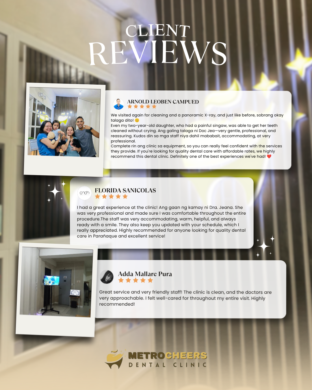 Client reviews for Metrocheers Dental Clinic